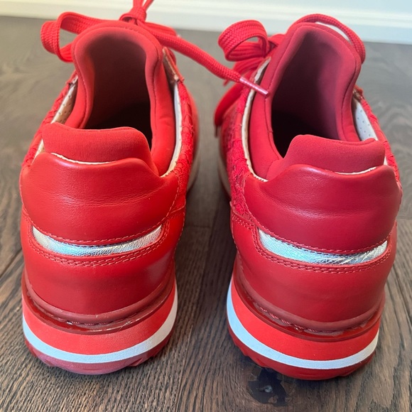 Dolce & Gabbana Red Floral Lace Leather Sneakers - Picture 4 of 7